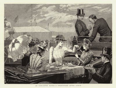 ドンカスターレースでは、昼食後の懸賞 作： Edward Frederick Brewtnall
